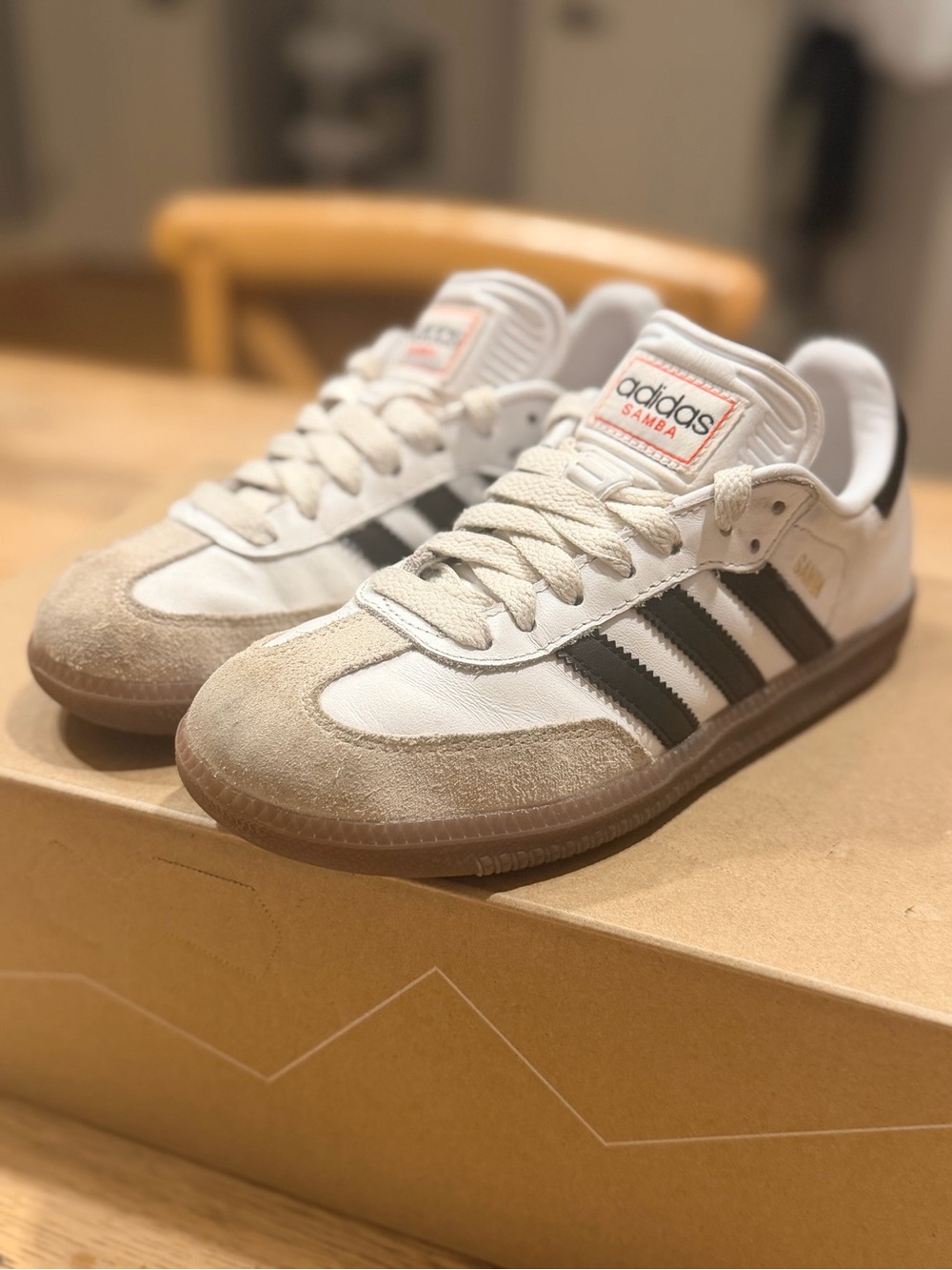 Adidas Samba OG Kids Sneakers - Cloud White / Core Black / Gum - Size 3Y